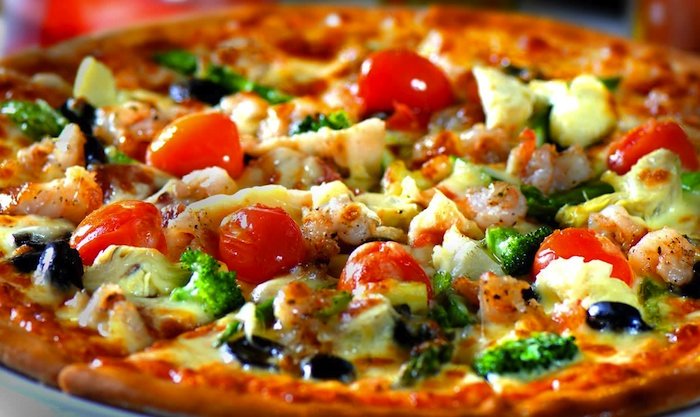 Specialty pizza menu option with toppings